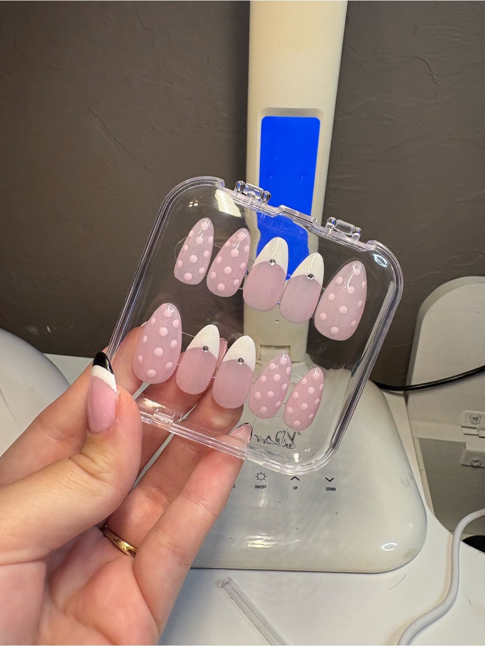 Pink Polka Dot & French Tip Press-On Nails Set